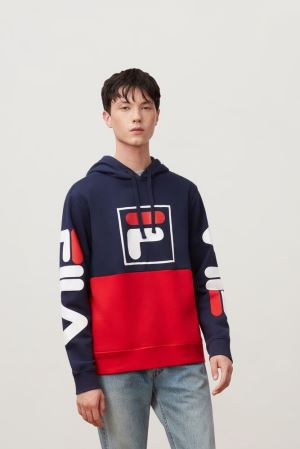 FILA Marzio Hoodies Navy / Red,Mens Clothing | CA.EQRLVW941